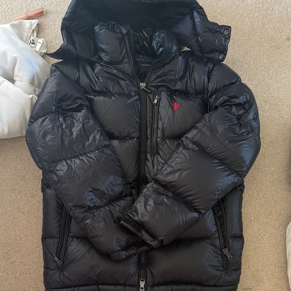 Polo by Ralph Lauren Black Puffer Jacket with Red Logo